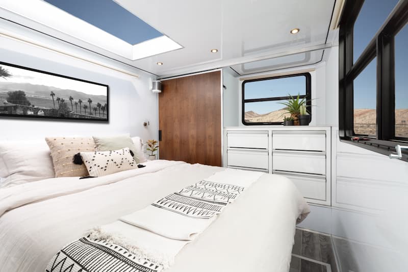 luxury camper trailer with queen bed