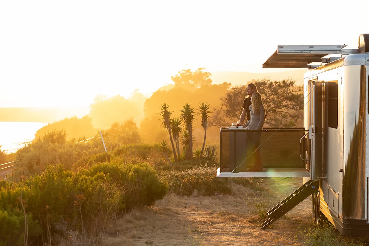 Embrace the outdoors from a self-supporting RV patio deck