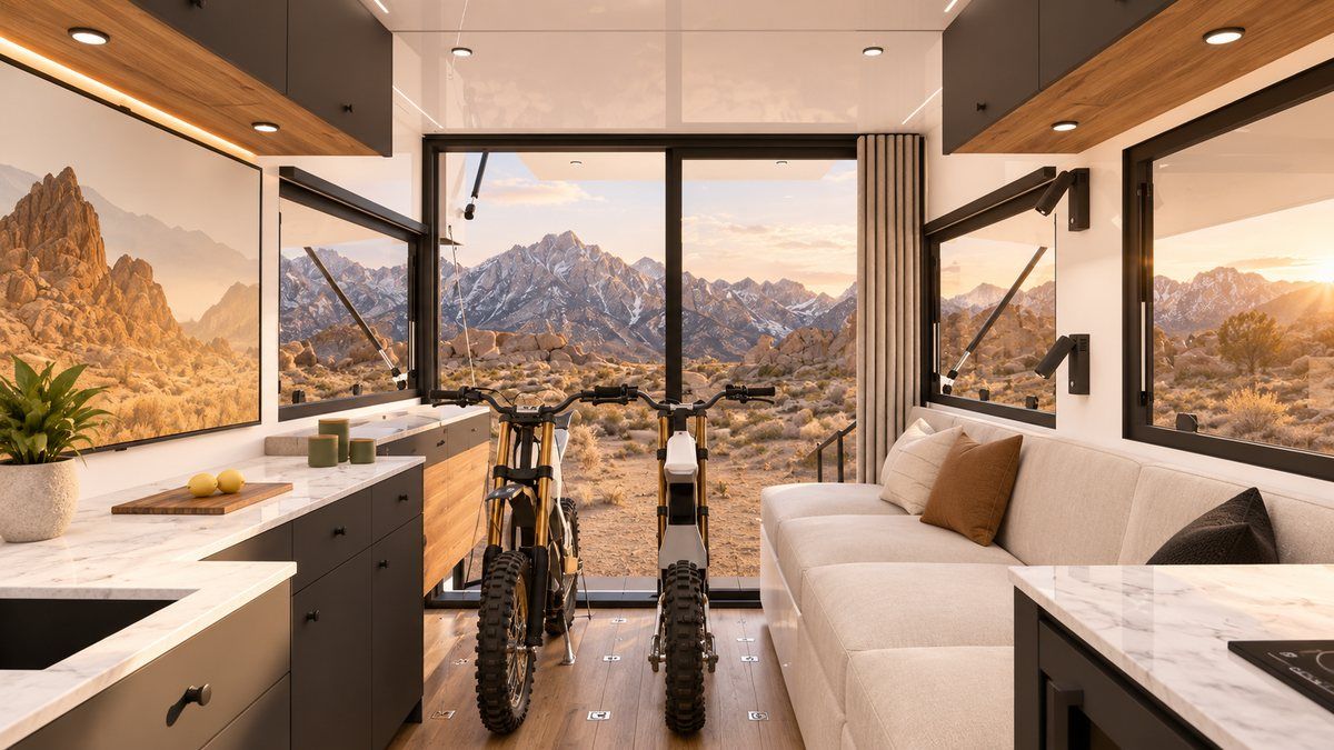 The LV Line main room with two bikes inside
