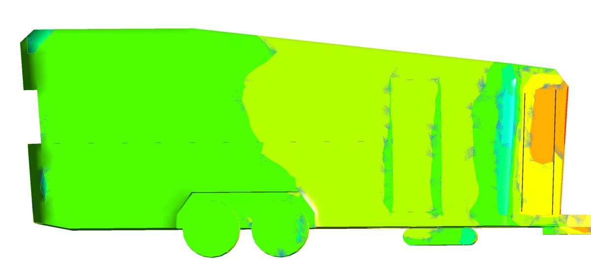 Side-view simulation showing air pressure across the LV Line’s body